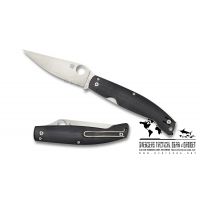 มีดพับ Spyderco Pattada Liner Lock Knife Black G-10 Handle (3.875" Satin) C204GP