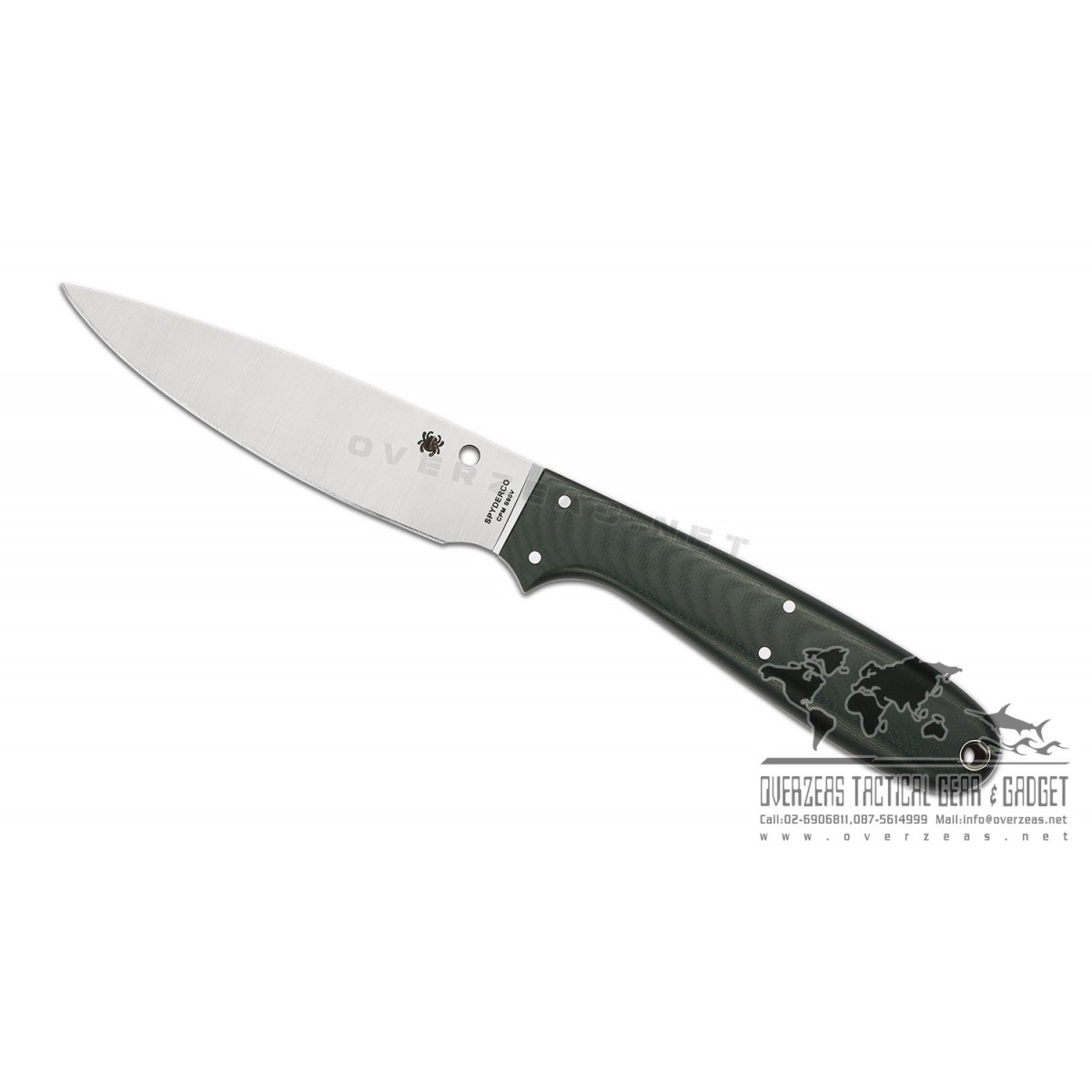 มีดใบตาย Spyderco Sprig Fixed Blade Knife Forest Green G-10 (4.23" Satin) FB37GGR