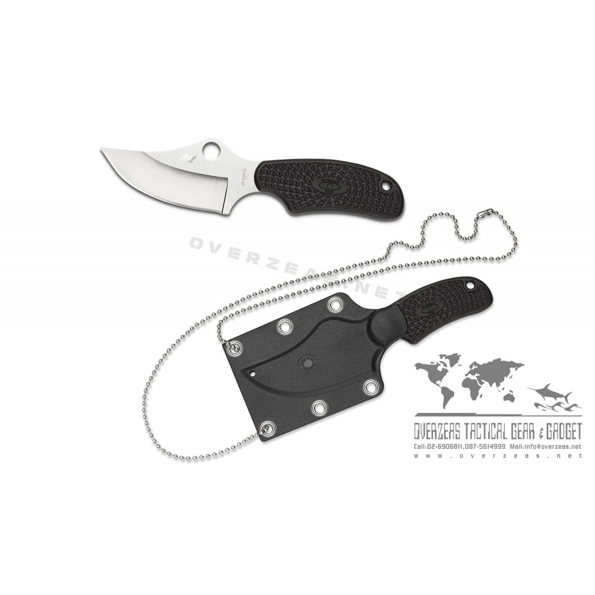 มีดห้อยคอ Spyderco Shirley-Owens ARK Fixed Blade Neck Knife (2.63" Satin H1) FB35PBK