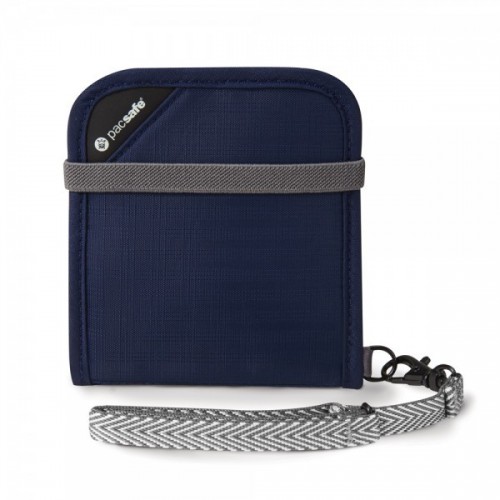 กระเป๋าสำหรับใส่บัตร-เงิน RFIDsafe™ V100 (Navy) RFID blocking bi-fold wallet