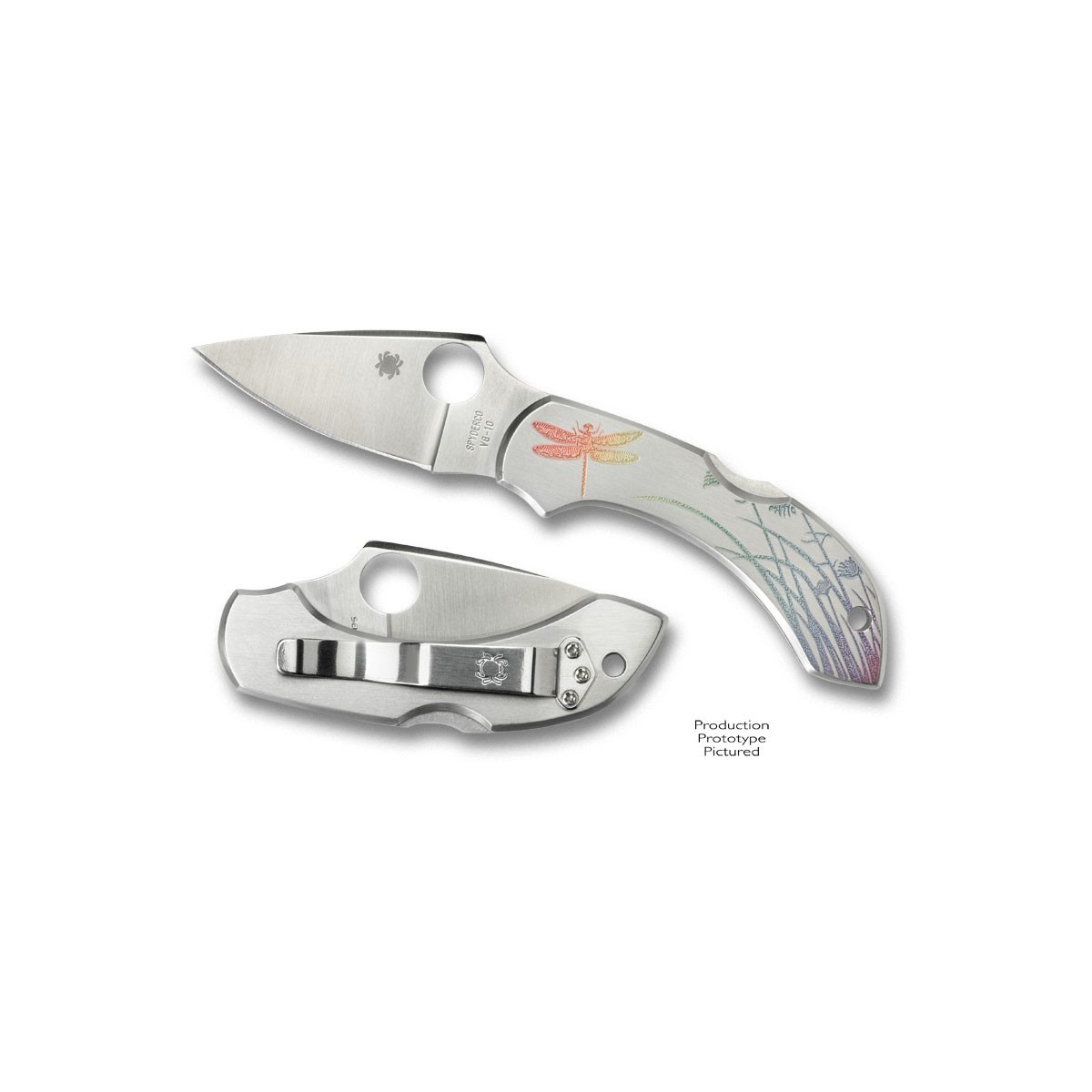 Spyderco Dragonfly Tattoo 2-5/16" VG10 Blade, Steel Handles with Etch