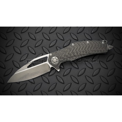 มีดพับ Marfione Custom Matrix R Flipper Knife Carbon Fiber (3.75" Two-Tone Stonewash)