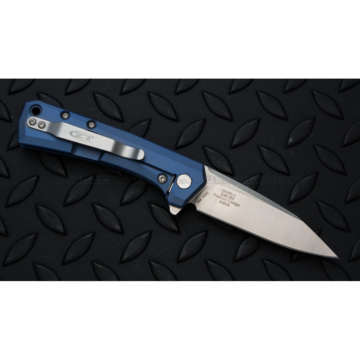 มีดพับรุ่นพิเศษ Zero Tolerance 0808BLU Flipper Knife Blue Titanium (3.25" Satin),ZT0808BLU *SPRINTRUN*