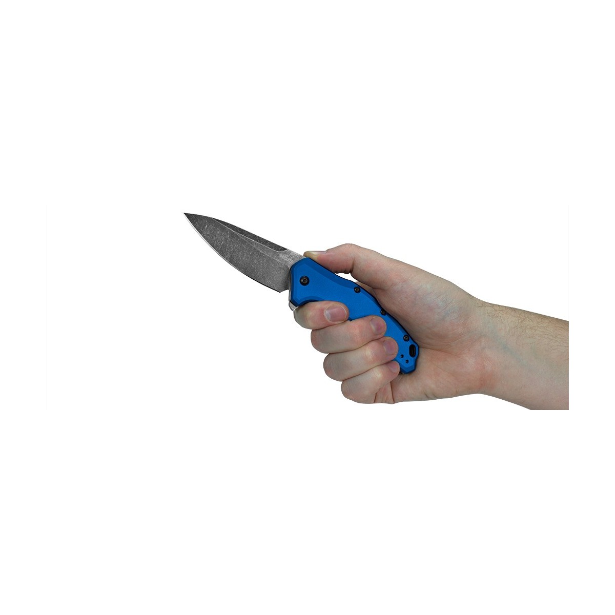 มีดพับ Kershaw Link Drop Point Knife Blue Aluminum (3.25" BlackWash) 1776NBBW