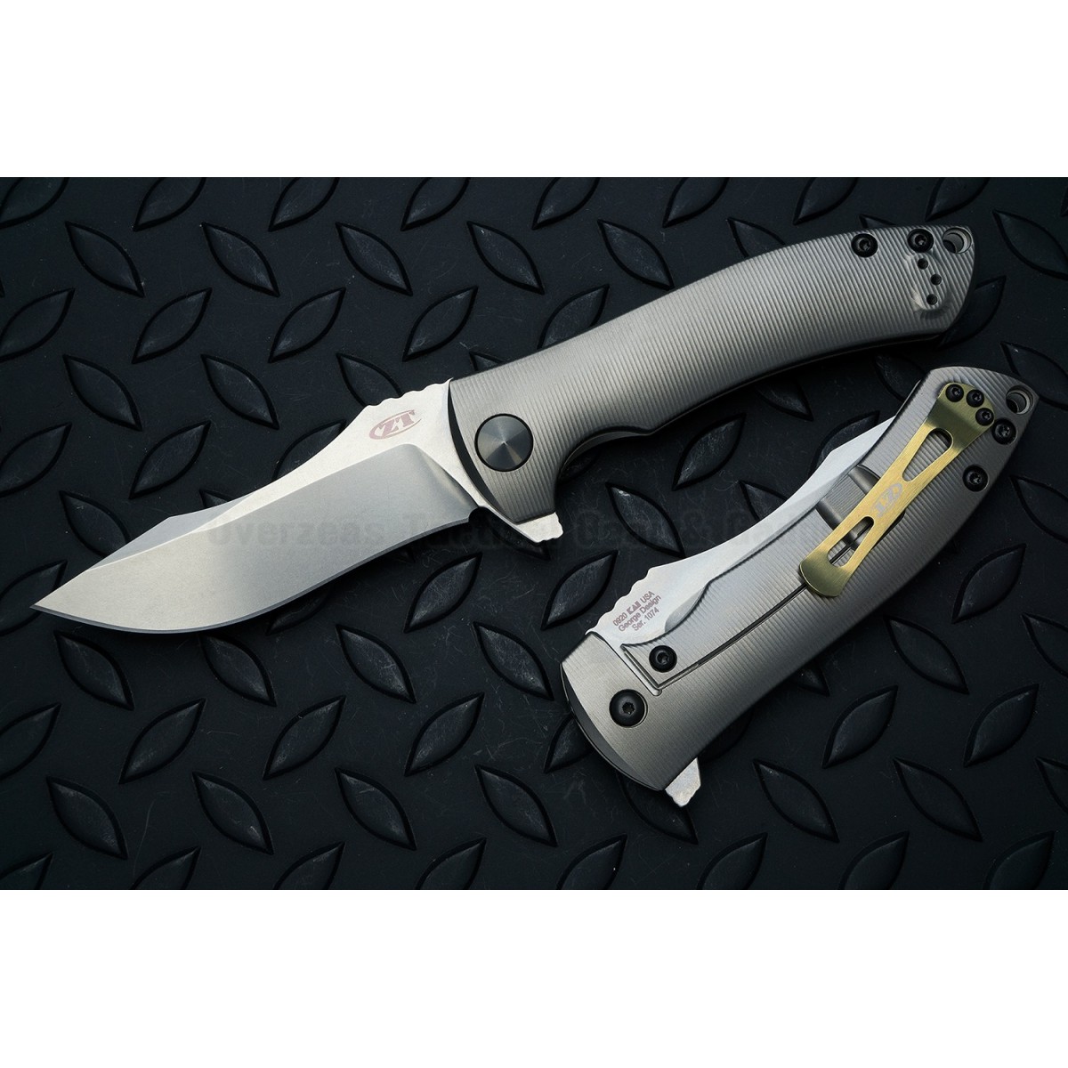 มีดพับ Zero Tolerance Les George 0920 Flipper Knife Titanium (3.9" Stonewash),ZT0920