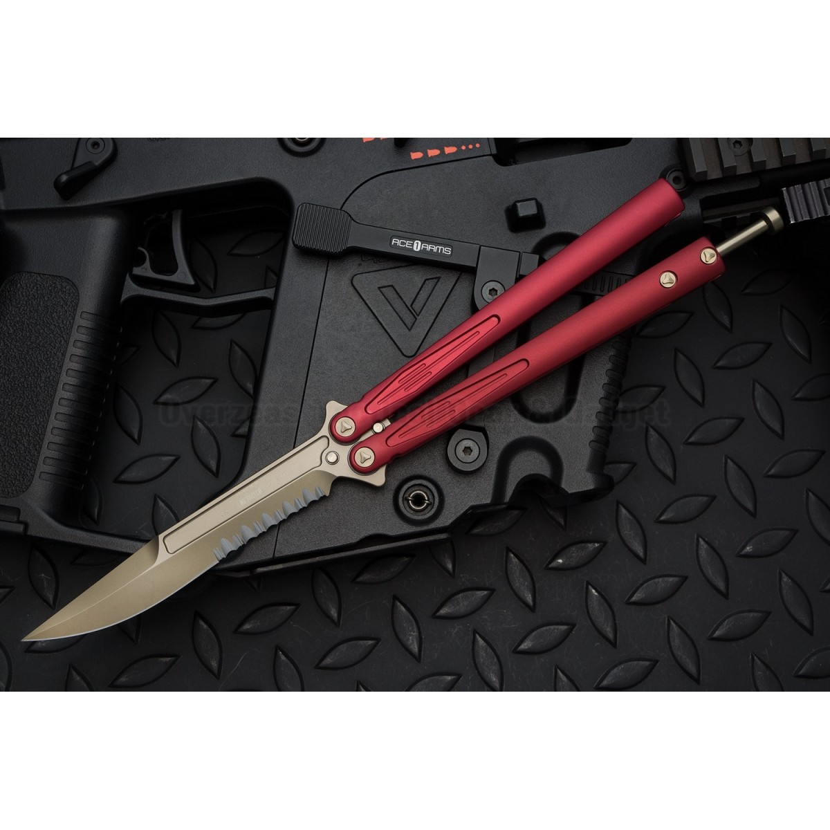 มีดบาลิซอง Microtech Tachyon III Balisong Butterfly Red (4.5" Bronze) 173-14RD