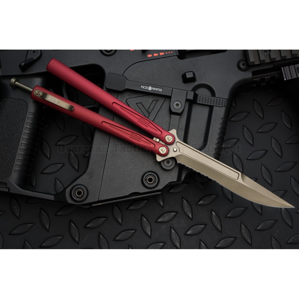 มีดบาลิซอง Microtech Tachyon III Balisong Butterfly Red (4.5" Bronze) 173-14RD