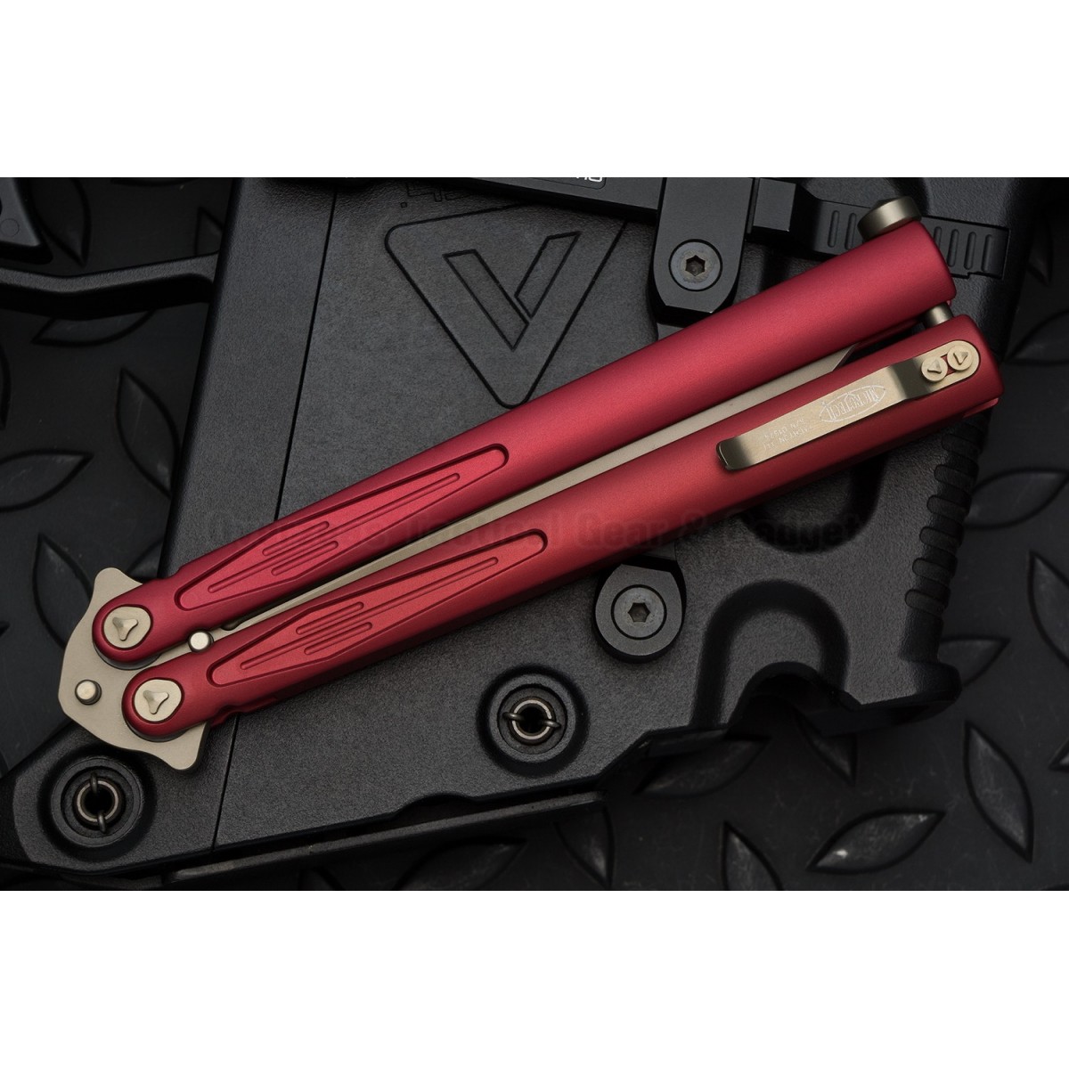 มีดบาลิซอง Microtech Tachyon III Balisong Butterfly Red (4.5" Bronze) 173-14RD