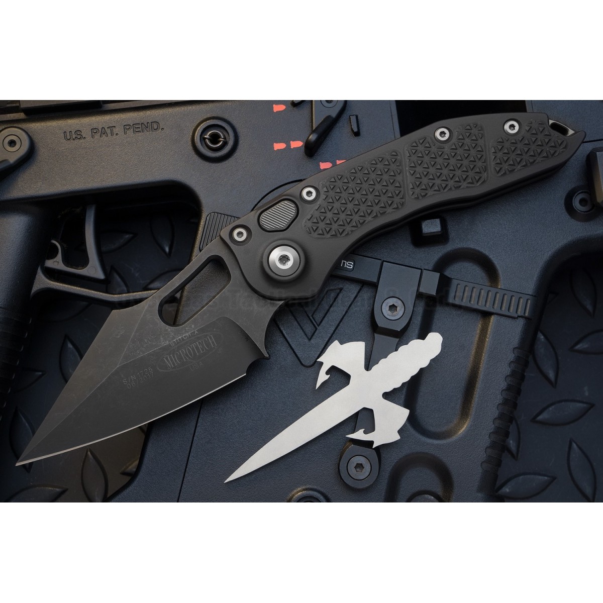 มีดออโตเมติค (Side opening) มีดออโต้ Microtech Stitch Automatic Knife Black (3.75" Apocalyptic DLC),169-1DLC