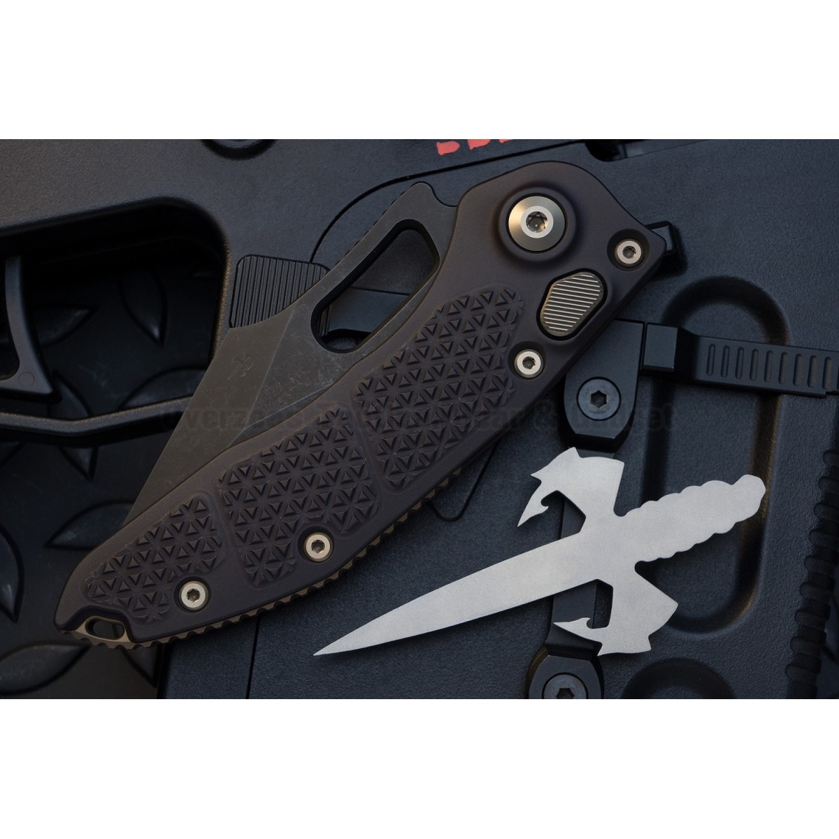 มีดออโตเมติค (Side opening) มีดออโต้ Microtech Stitch Automatic Knife Black (3.75" Apocalyptic DLC),169-1DLC