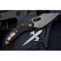 มีดออโตเมติค (Side opening) Microtech Stitch Automatic Knife Black (3.75" Bronze Apocalyptic),169-13