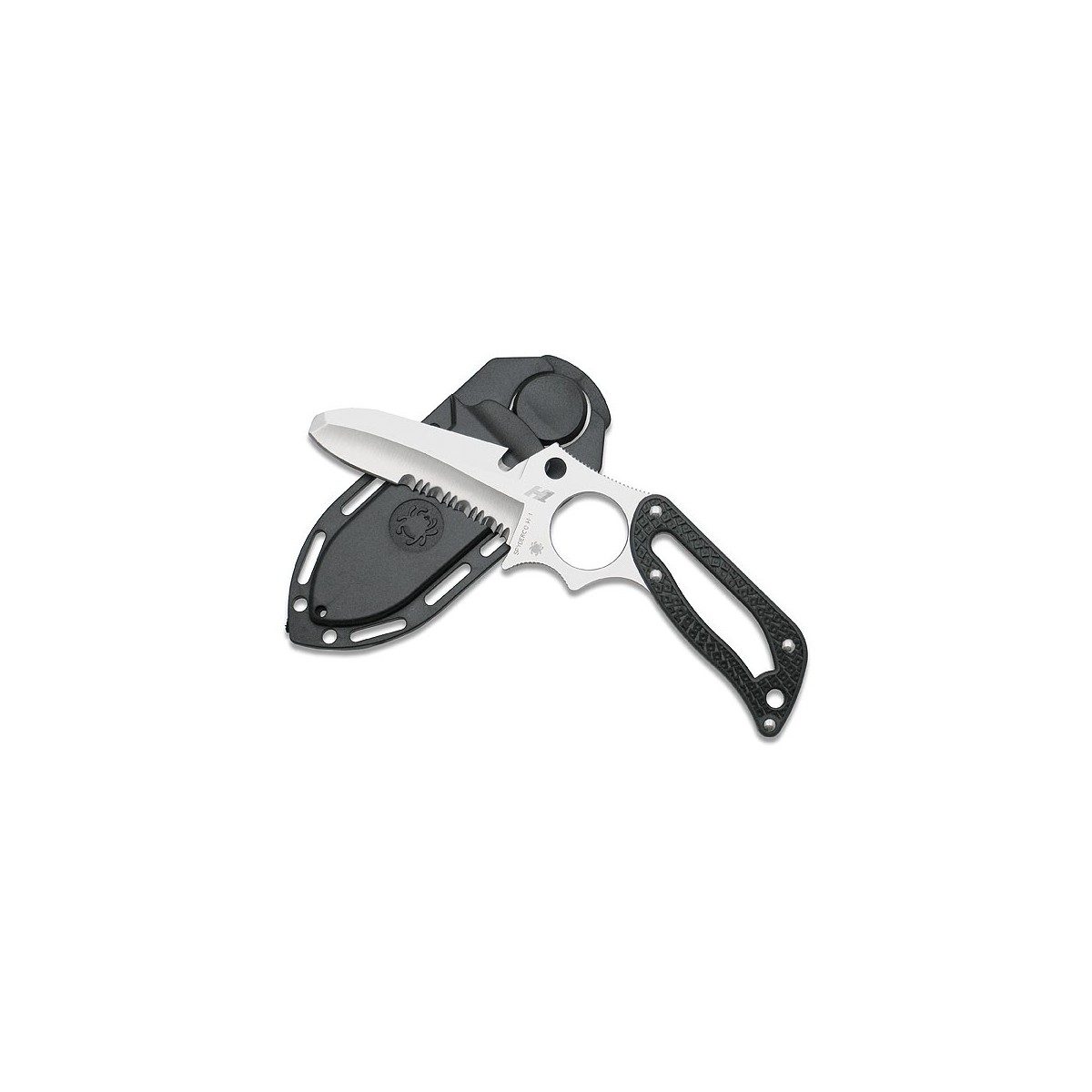 Spyderco Caspian SALT Fixed 4-1/8" Blunt Tip Blade Dive Knife with Sheath H1 Non Rusting Steel