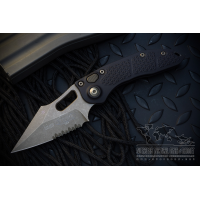 มีดออโตเมติค (Side opening) Microtech Stitch Automatic Knife Black (3.75" Bronze Partial Serrate Apocalyptic),169-14