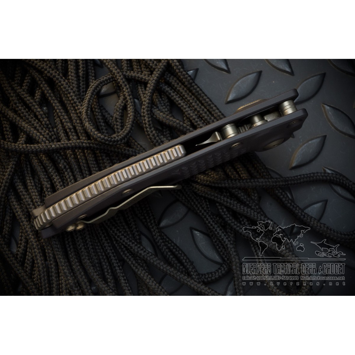 มีดออโตเมติค (Side opening) Microtech Stitch Automatic Knife Black (3.75" Bronze Partial Serrate Apocalyptic),169-14