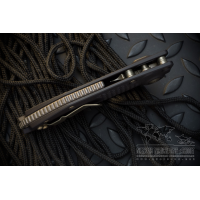 มีดออโตเมติค (Side opening) Microtech Stitch Automatic Knife Black (3.75" Bronze Partial Serrate Apocalyptic),169-14