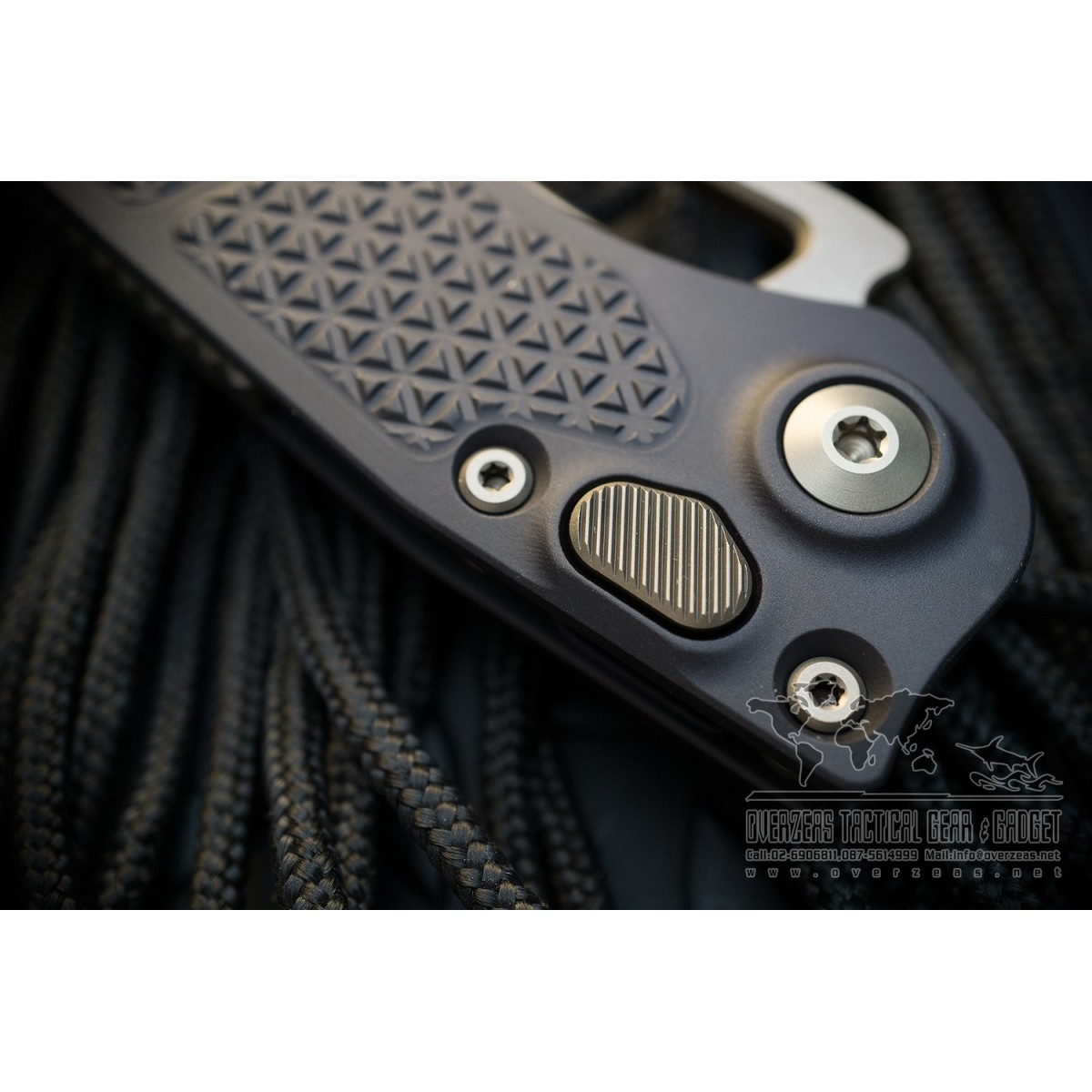 มีดออโตเมติค (Side opening) Microtech Stitch Automatic Knife Black (3.75" Bronze Partial Serrate Apocalyptic),169-14