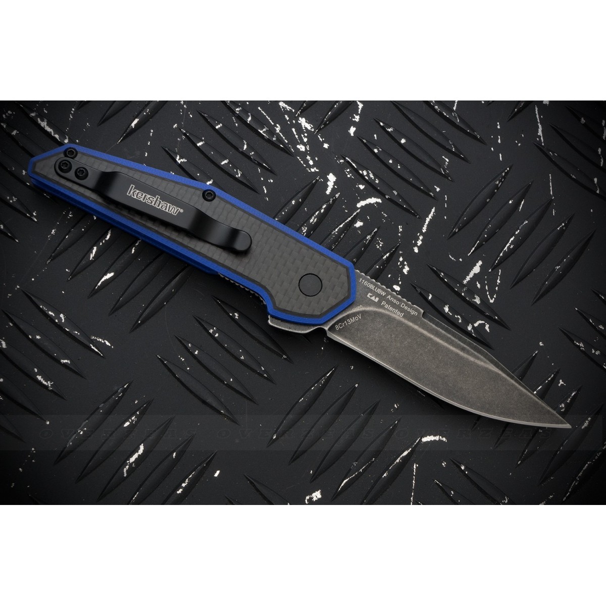 มีดพับ Kershaw Anso Fraxion Liner Lock Knife Carbon Fiber/Blue G-10 (2.75" BlackWash) 1160BLUBW