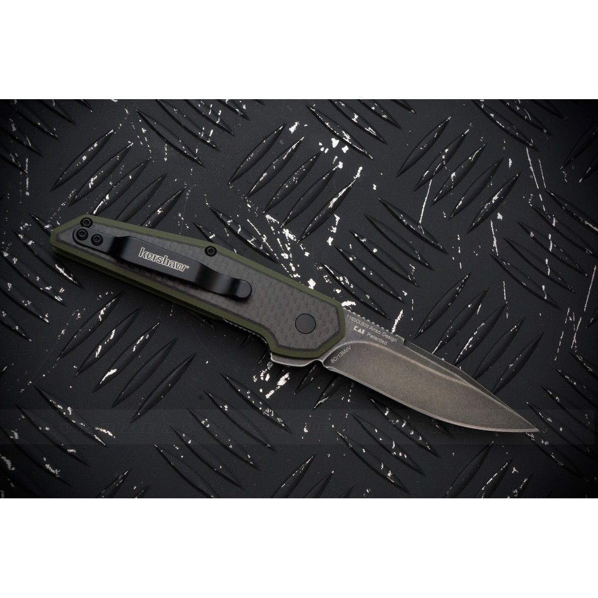 มีดพับ Kershaw Anso Fraxion Liner Lock Knife Carbon Fiber/OD Green G-10 (2.75" BlackWash) 1160OLBW