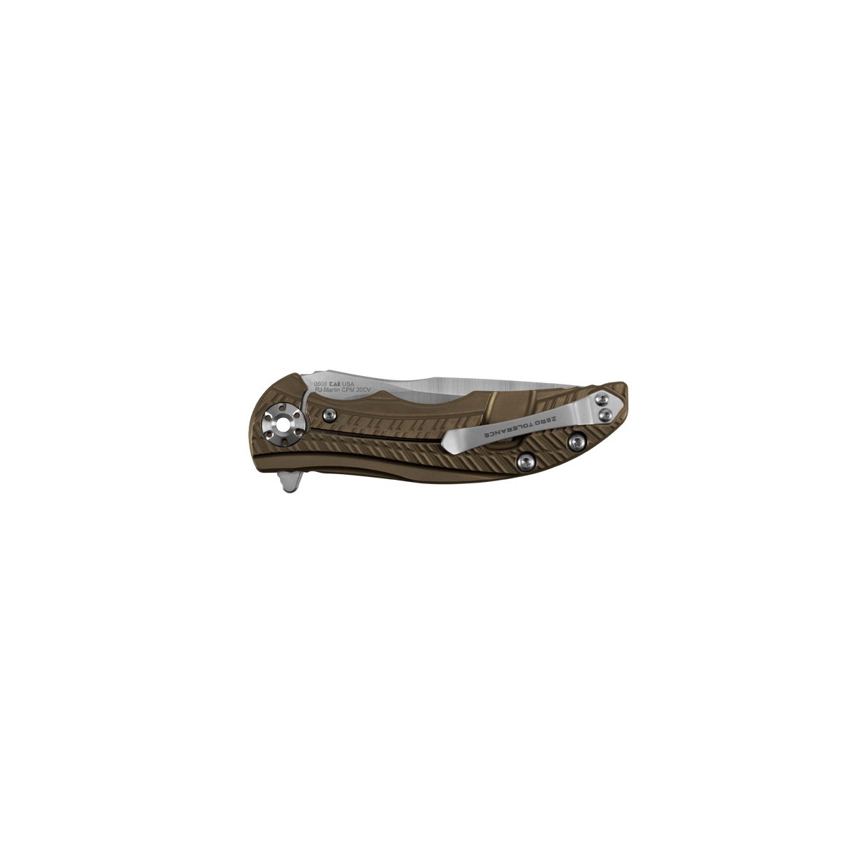 มีดพับ Zero Tolerance RJ Martin 0609 Flipper Knife Bronze Ti (3.4" Satin) ZT0609