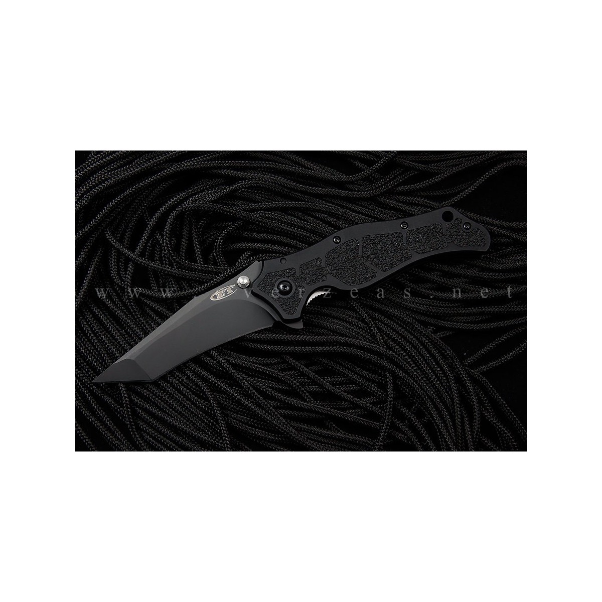 Zero Tolerance Model 0400 Assisted 3-3/4" S30V Plain Tanto Blade, Black Aluminum Handles