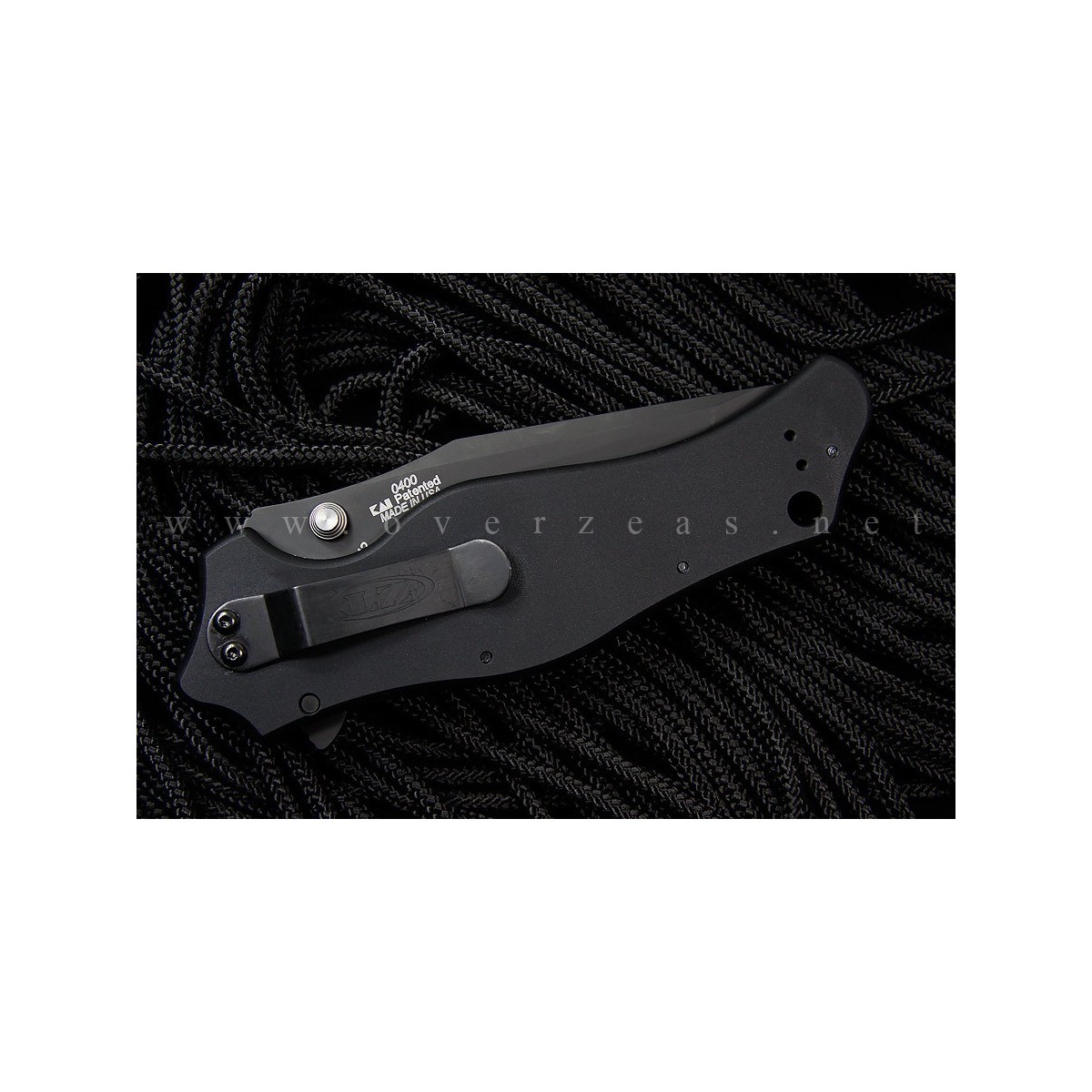 Zero Tolerance Model 0400 Assisted 3-3/4" S30V Plain Tanto Blade, Black Aluminum Handles