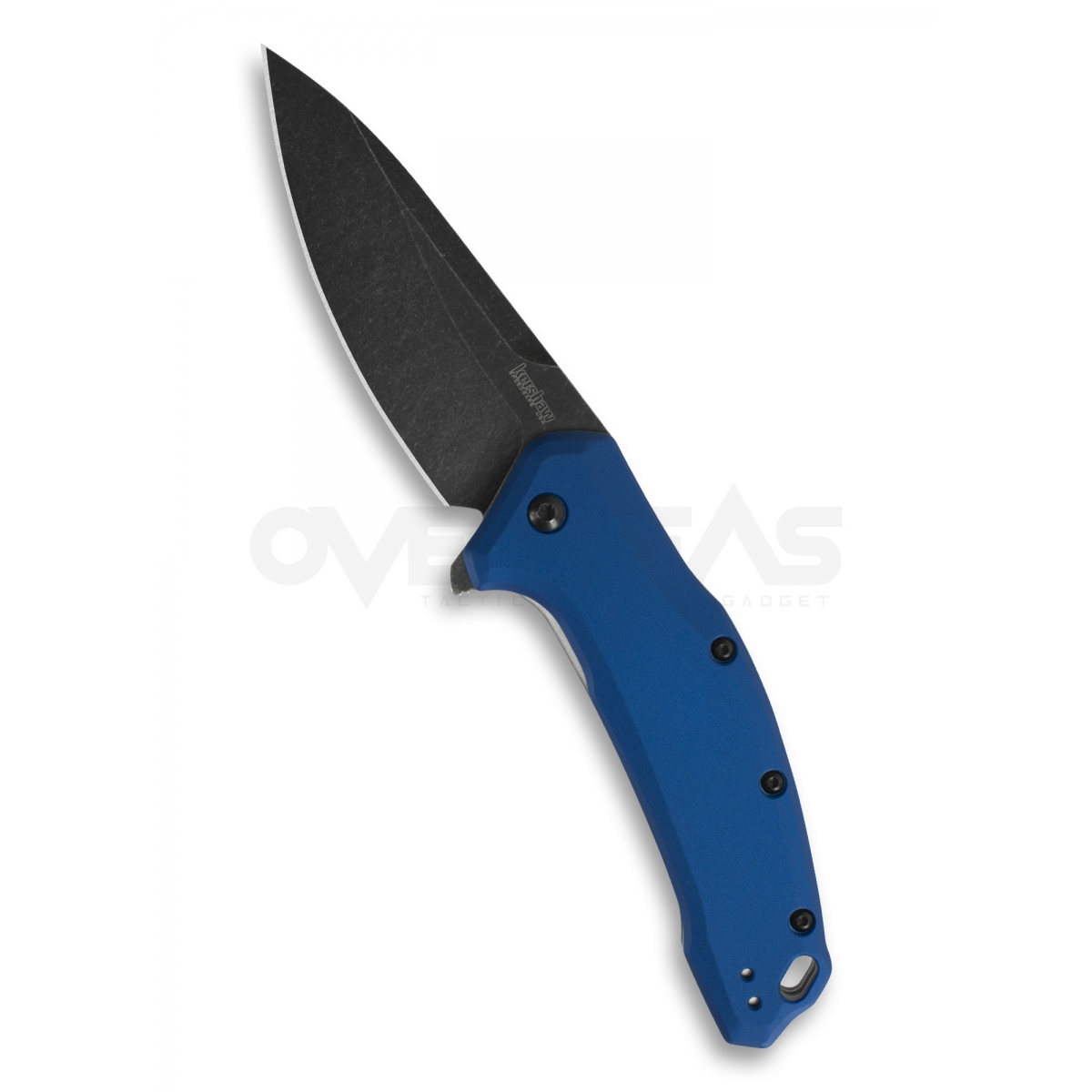 Kershaw Link Drop Point Knife Blue Aluminum (420HC 3.25" BlackWash),1776NBBW