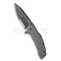 มีดพับ Kershaw Link Drop Point Knife Gray Aluminum (420HC 3.25" BlackWash Serr),1776GRYBWST