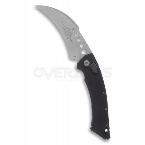 Microtech Hawk Automatic Knife Black Aluminum Smooth Handle (Elmax 4" Twotone),166S-10