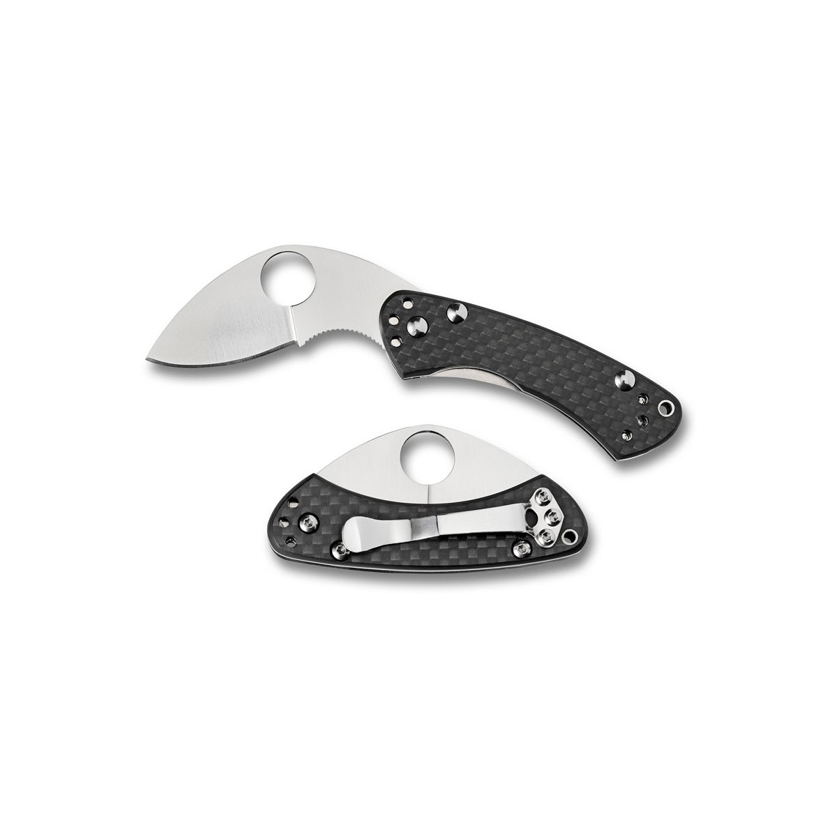 Spyderco Balance Folding Knife 1-15/16" VG10 Plain Blade, Carbon Fiber Handles