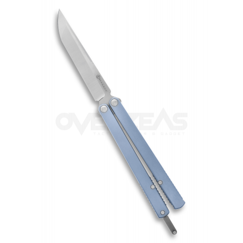 Maxace Scorpius Balisong Blue Titanium Spear Point (M390 4.0" Satin),MCSC02