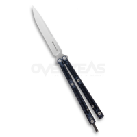 Maxace Obsidian Balisong Blue G10 Spear Point (14C28N 4.0" Satin),MCOS02