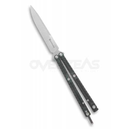 Maxace Obsidian Balisong Green G10 Spear Point (14C28N 4.0" Satin),MCOS03