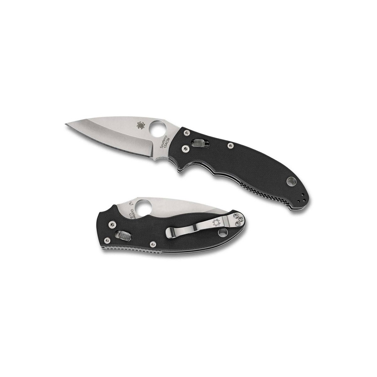 Spyderco Manix2 Folding Knife 3-3/8" Satin Plain Blade, G10 Handles