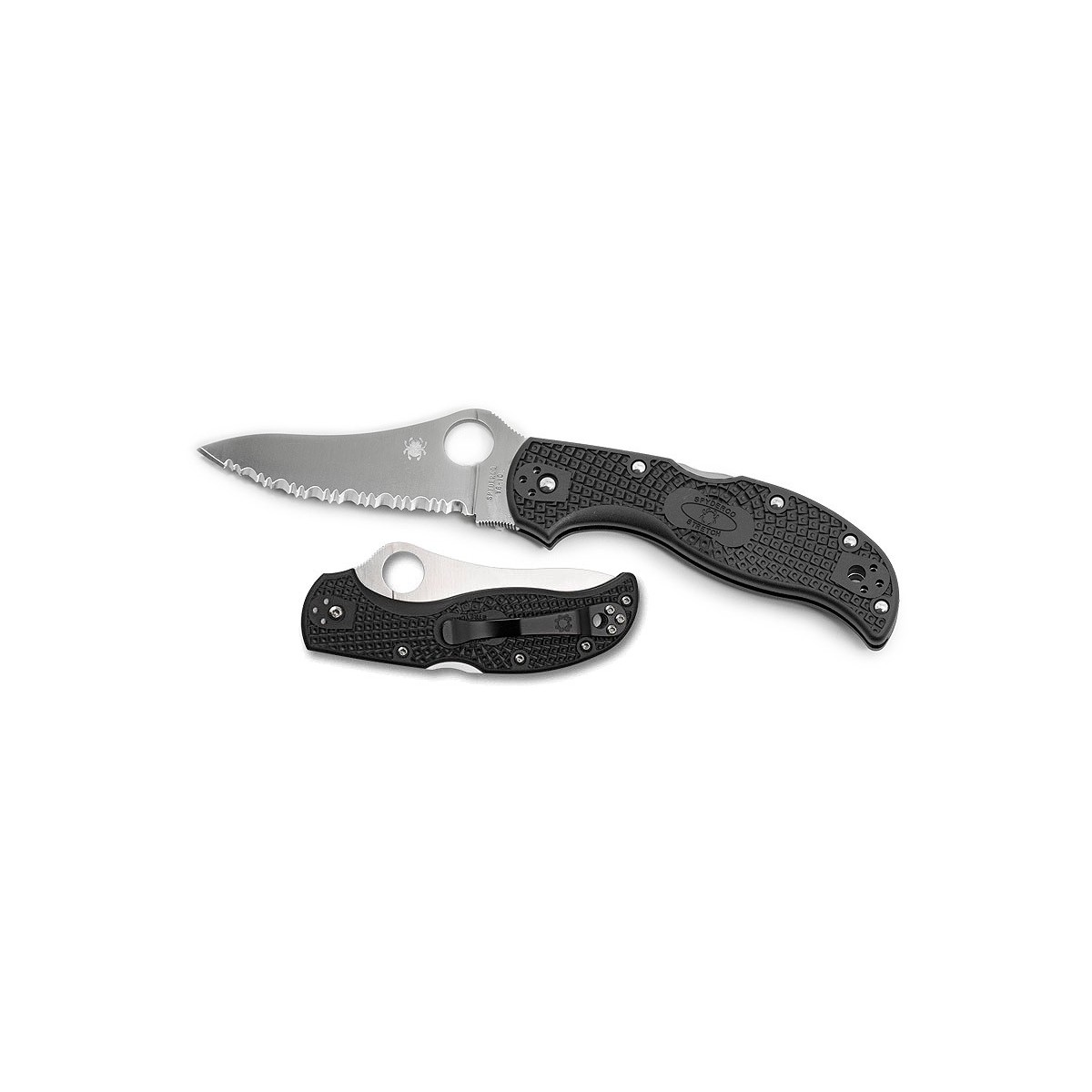 Spyderco Stretch Folding Knife 3-1/2" VG10 Serrated Blade, FRN Handles