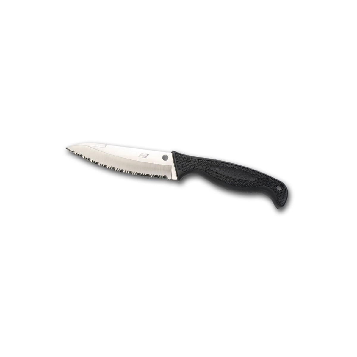 Spyderco Black Aqua SALT Fixed 4-11/16" H1 Steel Serrated Edge with Sheath