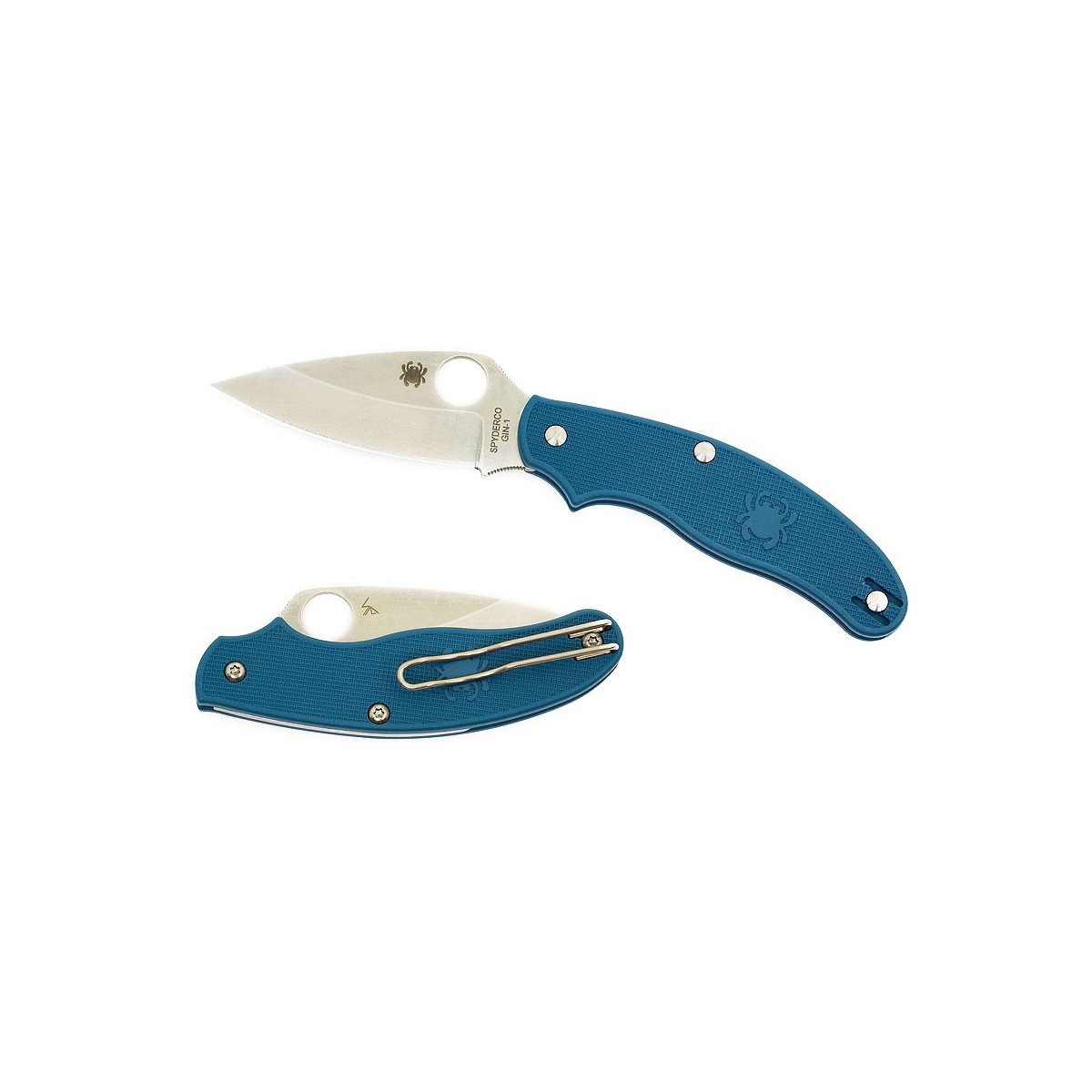 Spyderco UK Penknife 3" Plain Leaf Blade, Blue FRN Handles