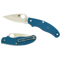 Spyderco UK Penknife 3" Plain Leaf Blade, Blue FRN Handles