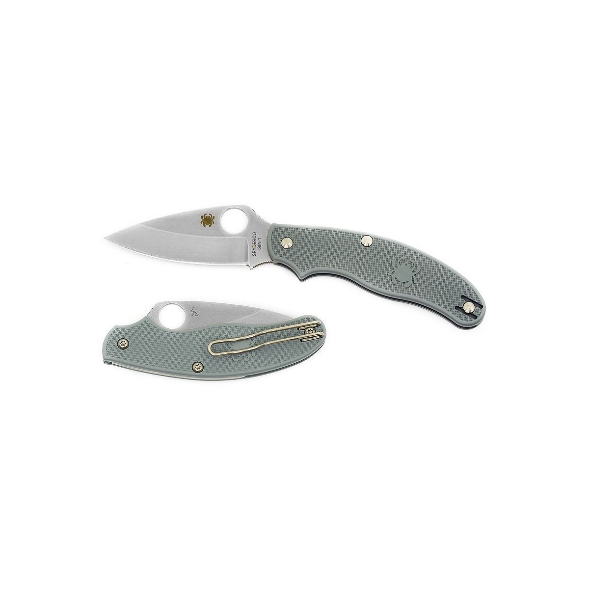 Spyderco UK Penknife 3" Plain Leaf Blade, Gray FRN Handles