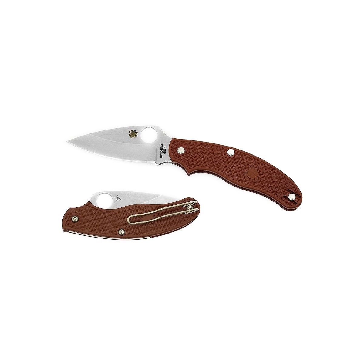 Spyderco UK Penknife 3" Plain Leaf Blade, Maroon FRN Handles