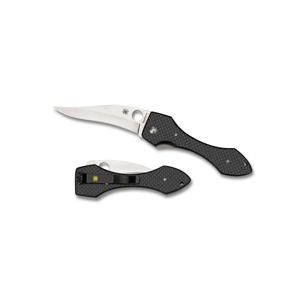 Spyderco C59CFP Shabaria Folding Knife 3-7/8" Plain VG10 Blade, Carbon Fiber Handles
