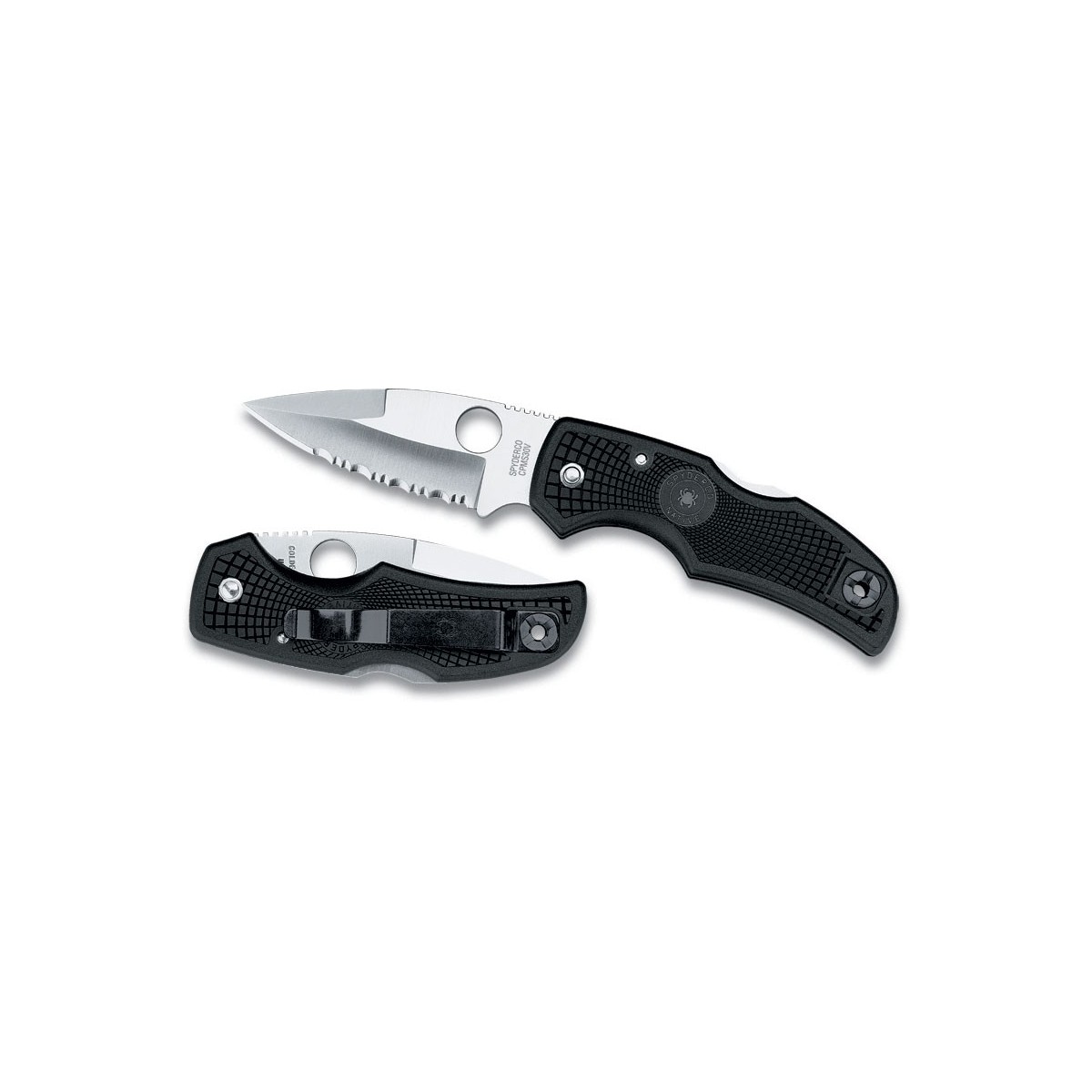 มีด Spyderco Native with 3-1/16" S30V Steel Satin Combo Edge Blade, Black Handle