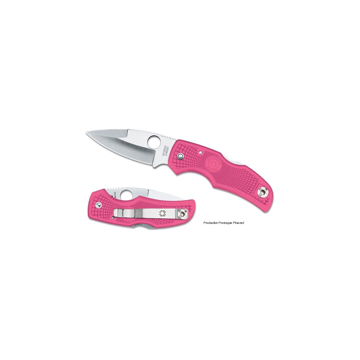 มีด Spyderco Native with 3-1/16" S30V Steel Satin Plain Edge Blade, Pink Handle
