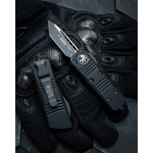 Microtech Mini Troodon T/E OTF Automatic Knife Black Tactical (M390 2.0" Black),240-1T