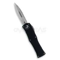 มีดออโต้ Microtech Hera OTF Automatic Knife Dagger Black Aluminum Full Serrate (M390 3.0" Stonewash),702-12