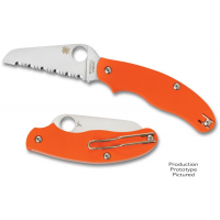 มีด Spyderco UK Pen Rescue Knife 3" S30V Serrated Sheepfoot Blade, Orange G10 Handles