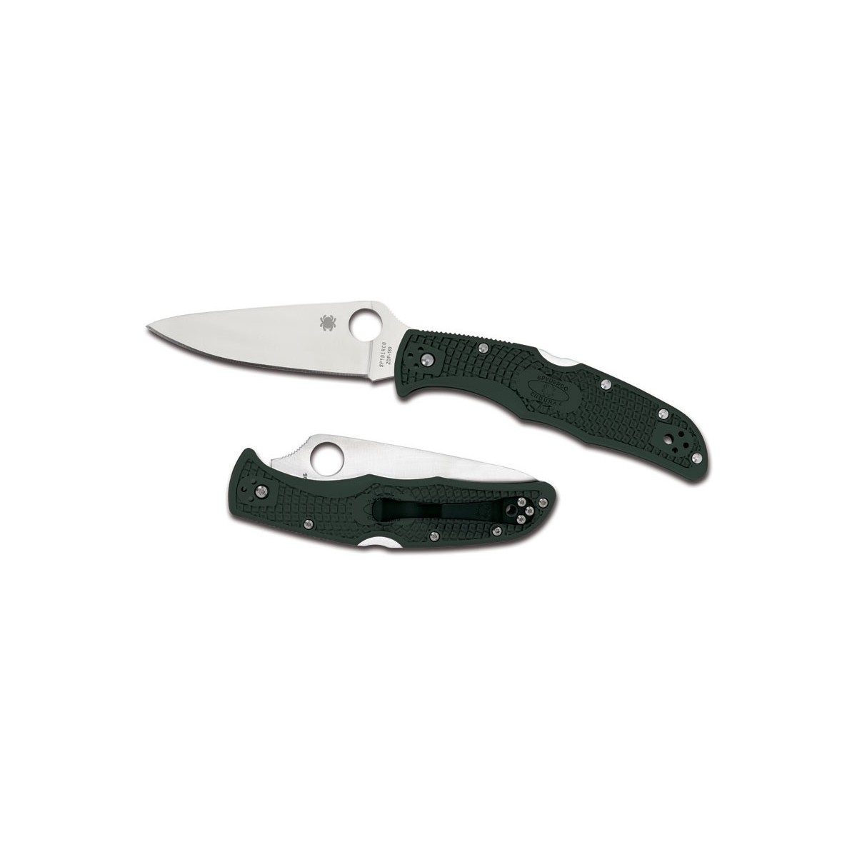 Spyderco Endura Flat Ground 3-3/4" ZDP-189 Satin Plain Blade, Green FRN Handles
