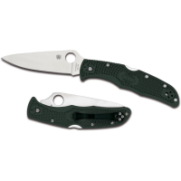 Spyderco Endura Flat Ground 3-3/4" ZDP-189 Satin Plain Blade, Green FRN Handles