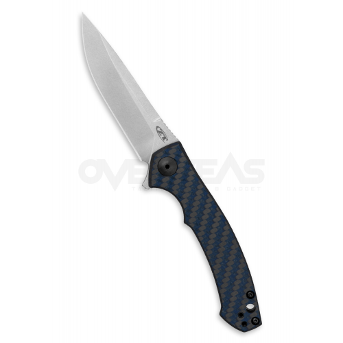 มีดพับ Zero Tolerance (ZT) 0450BLUECF Flipper Knife Blue Carbon Fiber (CPM-MAGNACUT 3.25" Satin),0450BLUECF