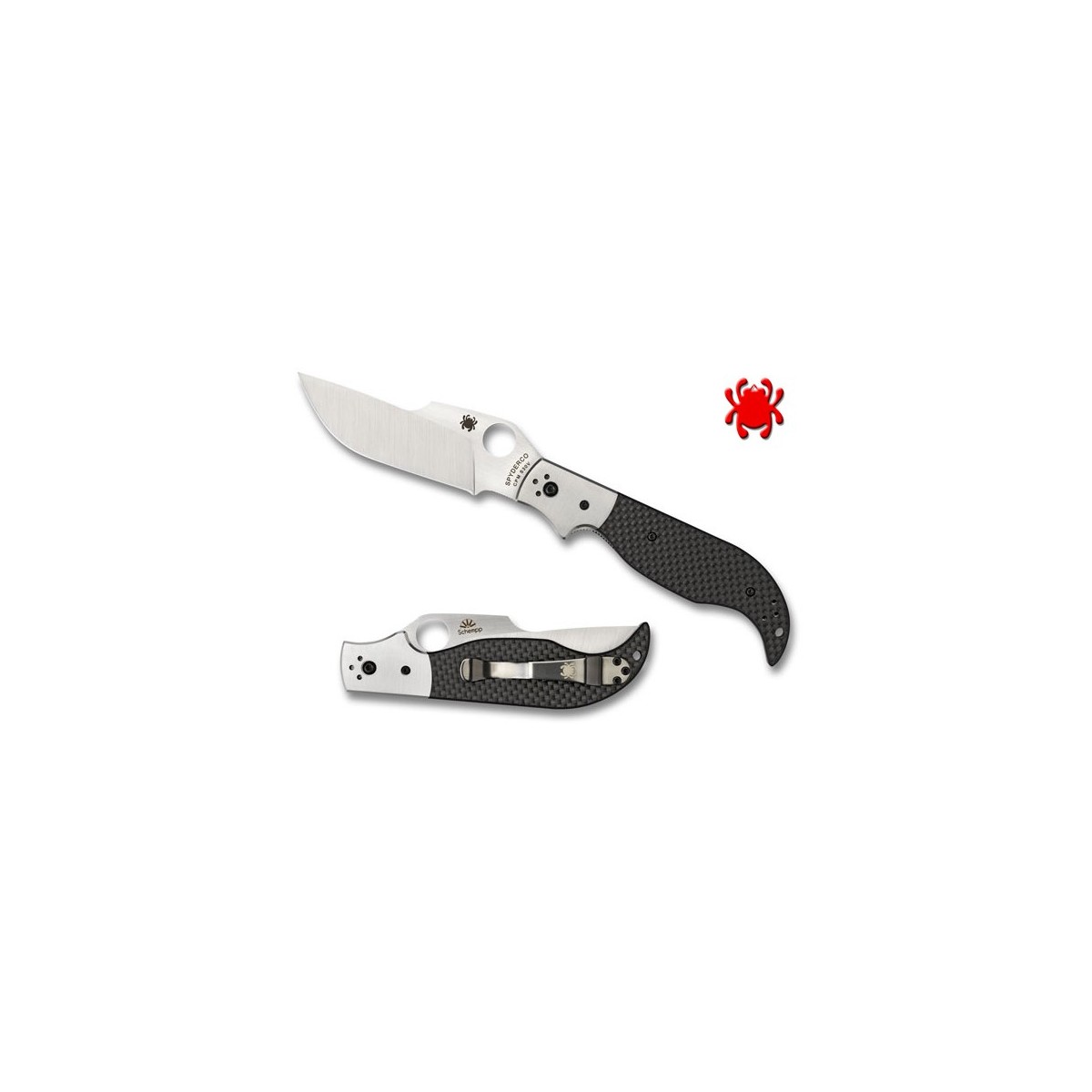 มีด Spyderco C147CFP Ed Schempp Navaja Folding Knife 3-7/8" S30V Plain Blade, Carbon Fiber Handles